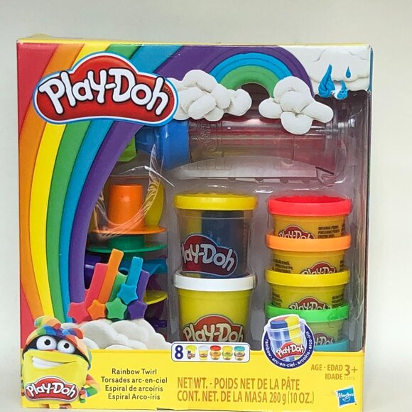 Brand New 🌈Play-Doh Rainbow Twirl Set w/8 Cans 3-in-1 Rainbow Compound - Picture 7 of 9